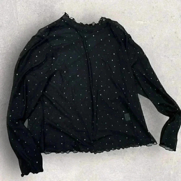Long sleeve sheer black shirt with stars plus size 4XL - Picture 4 of 8
